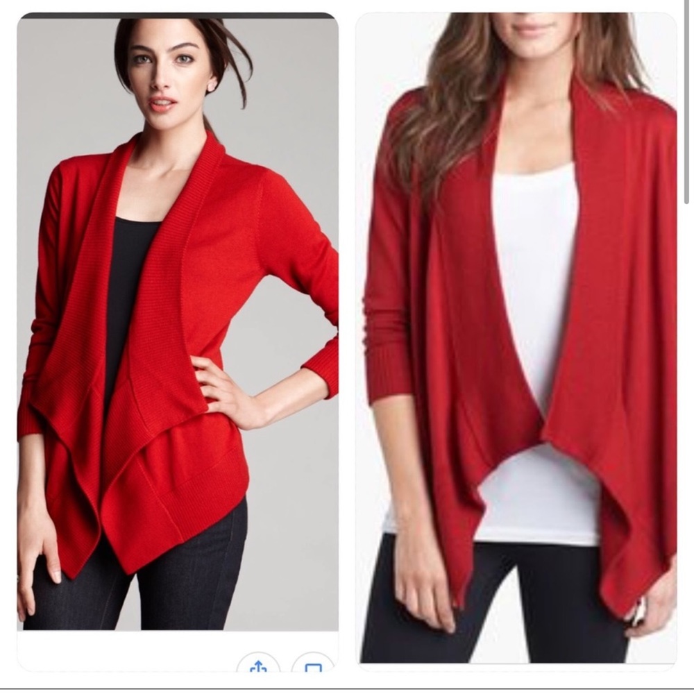 Eileen Fisher Lava Red Angle Front 100% merino wool Cardigan 1X NWT